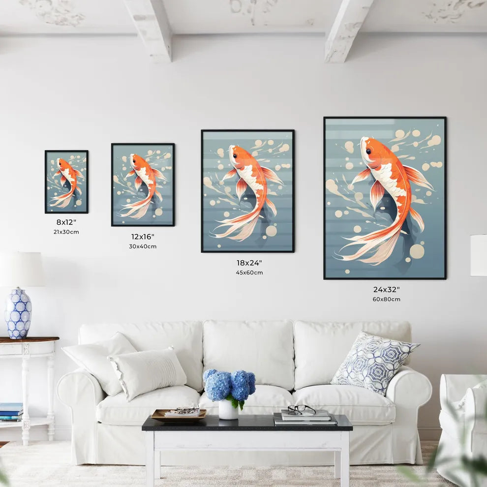 A Gold Fish Swimming In Water Art Print