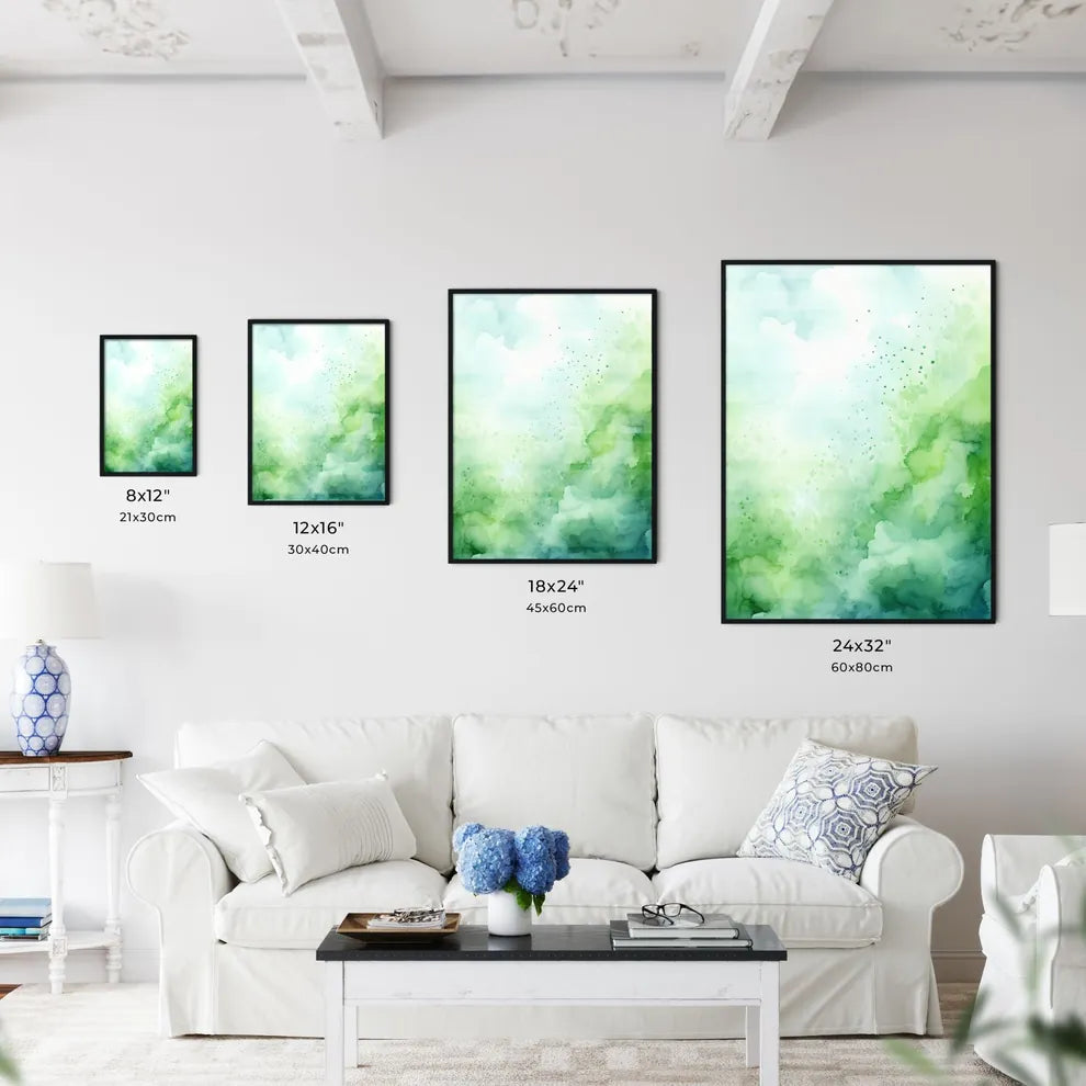 A Green And White Clou Wall Art