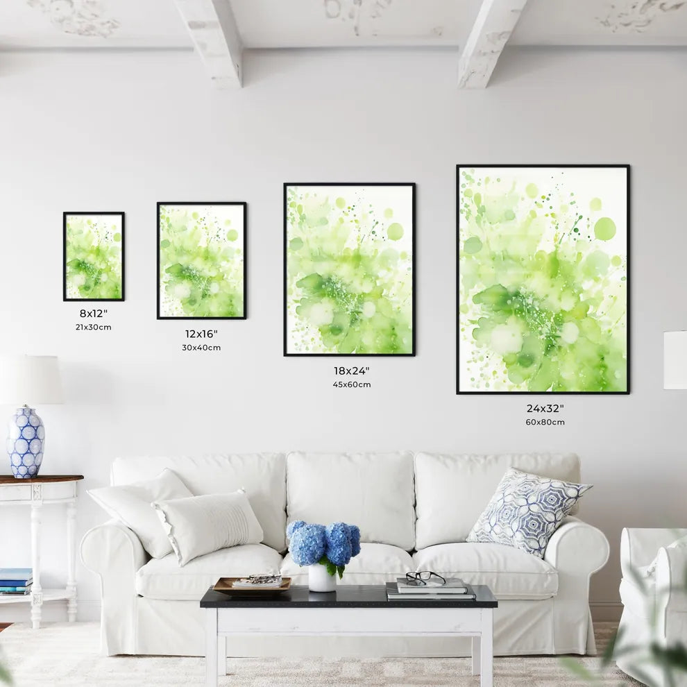 A Green And White Paint Splatte Wall Art