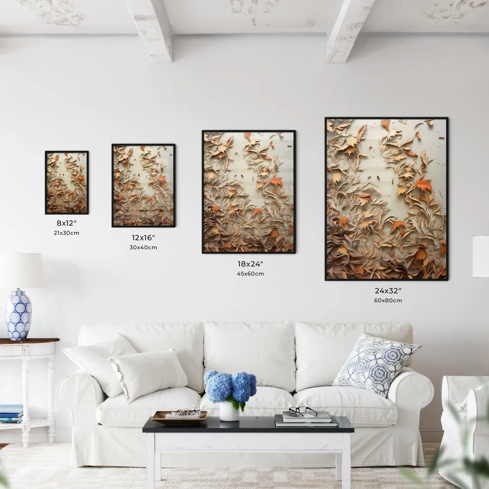 A Group Of Leaves On A White Surfac Wall Art