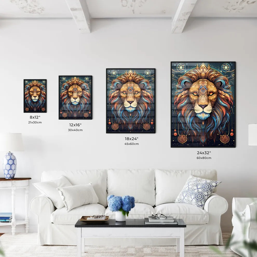 A Lion With Colorful Mane Art Print