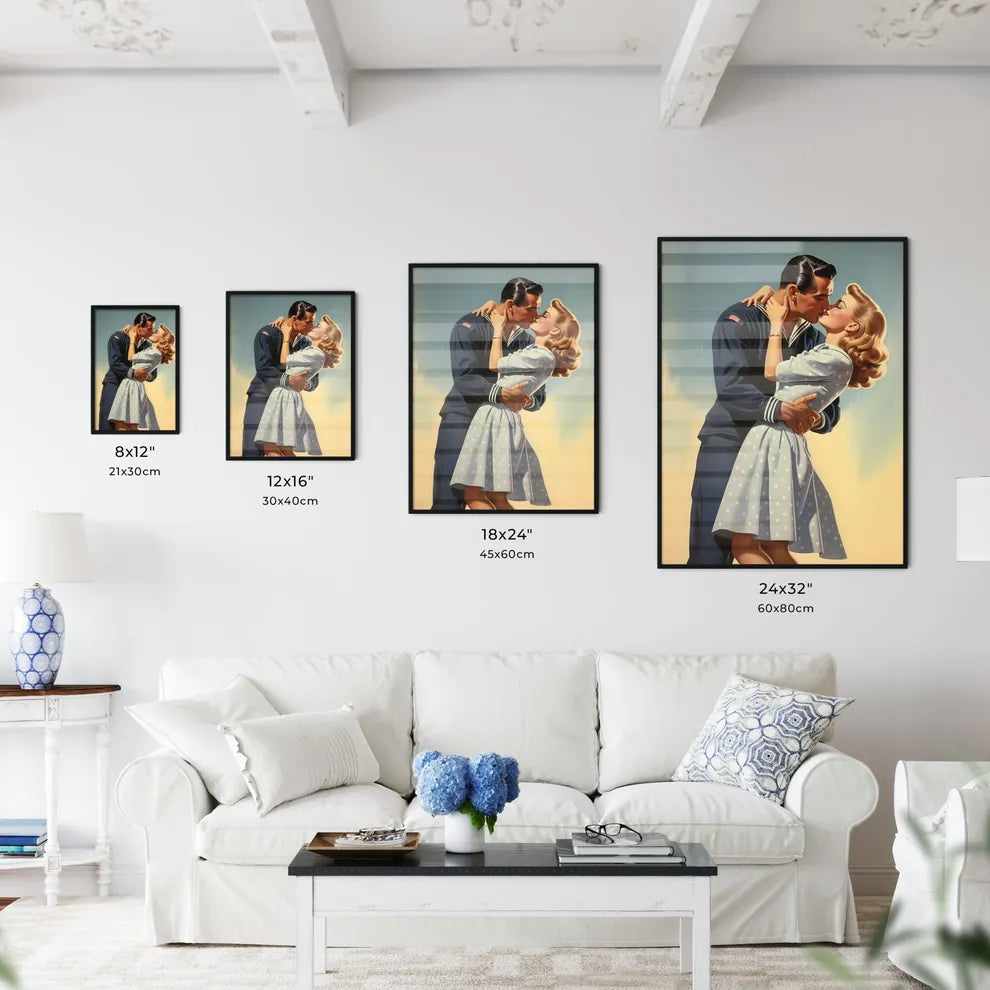 A Man And Woman Kissin Wall Art