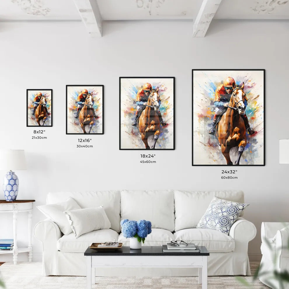 A Man Riding A Horse Art Print