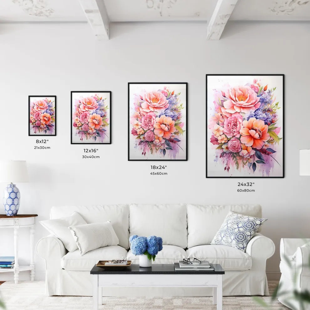 A Painting Of Flowers And Leave Wall Art