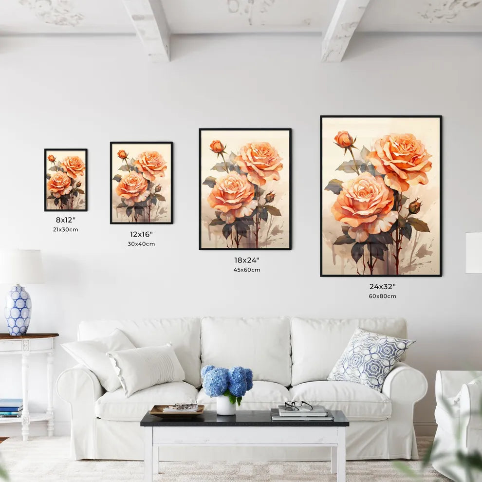 A Painting Of Orange Rose Wall Art