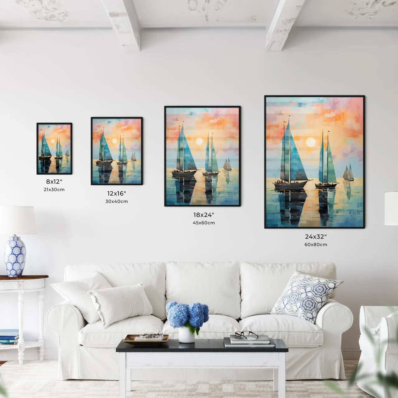 A Painting Of Sailboats On Wate Wall Art