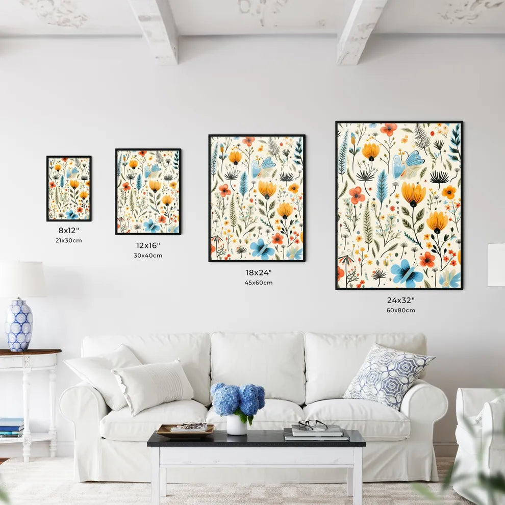 A Pattern Of Flowers And Leave Wall Art
