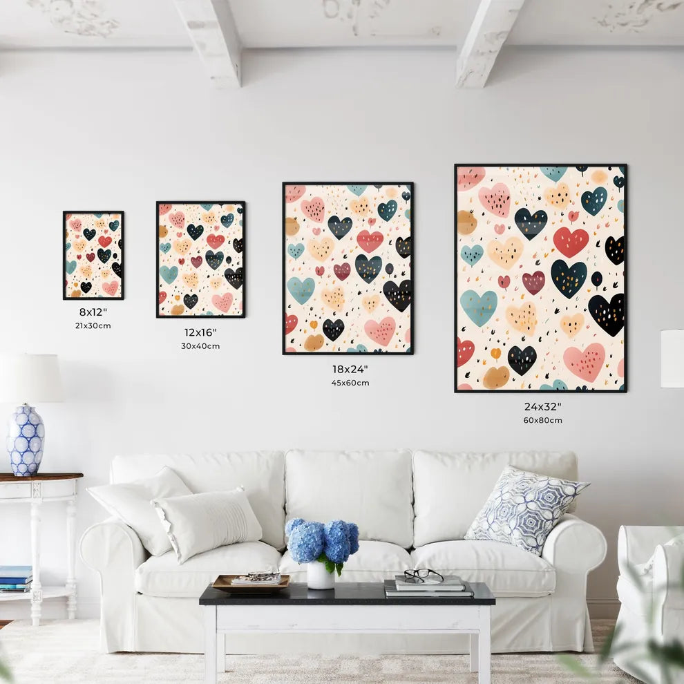 A Pattern Of Hearts And Flower Wall Art