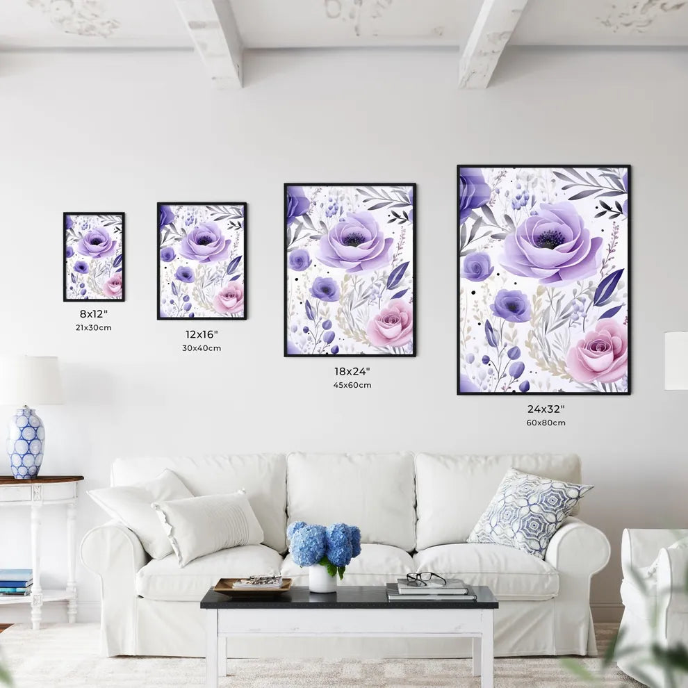A Pattern Of Purple And Pink Flower Wall Art