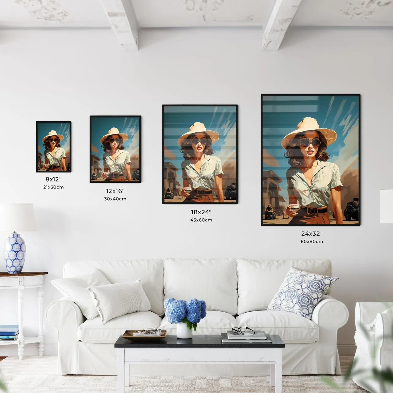 A Woman Wearing A Hat And Sunglasse Wall Art