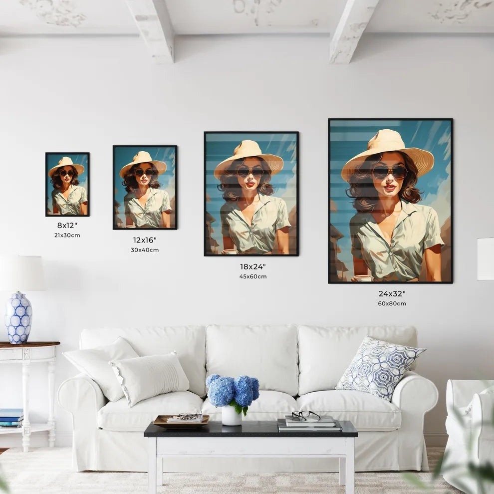 A Woman Wearing A Hat And Sunglasse Wall Art