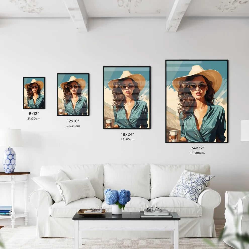 A Woman Wearing A Hat And Sunglasse Wall Art