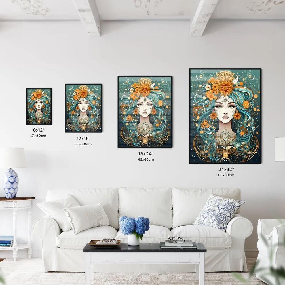 A Woman With Flowers In Her Hai Wall Art