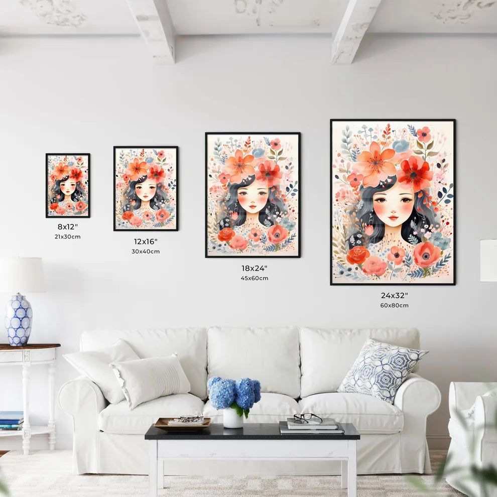 A Woman With Flowers In Her Hai Wall Art