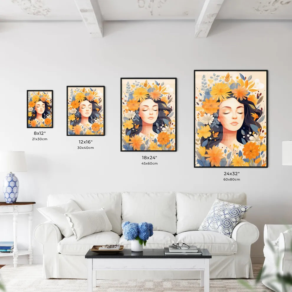 A Woman With Flowers In Her Hai Wall Art