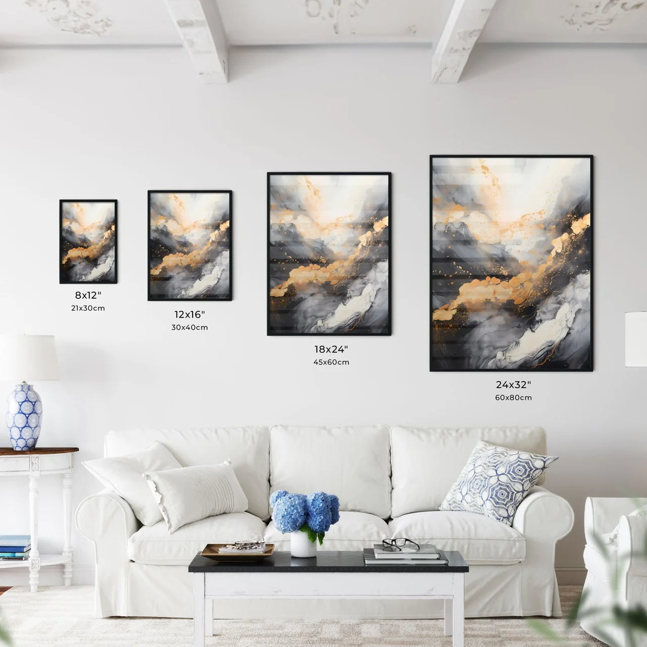 Abstract - A Black And White Painting With O Wall Art