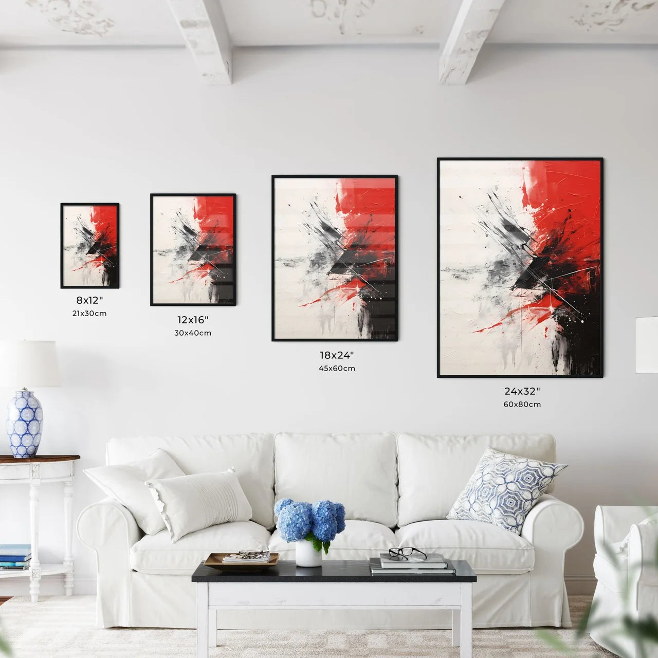 Abstract Two - A Red And Black Paint On A Wh Wall Art