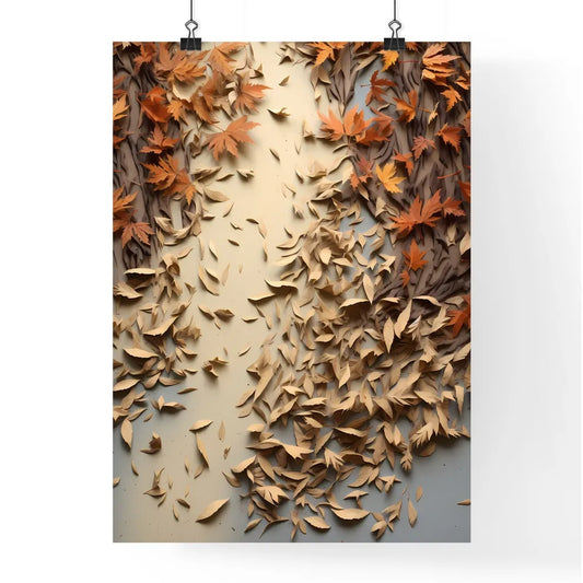 Autumn - A Group Of Brown Leaves On A White Poster