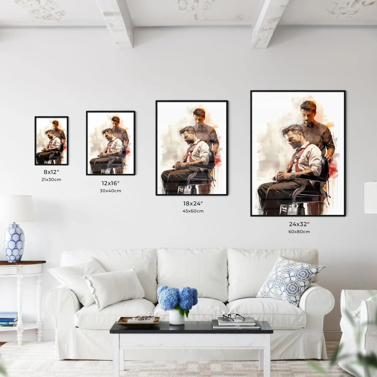 Barber Shop - A Man Sitting In A Chai Wall Art