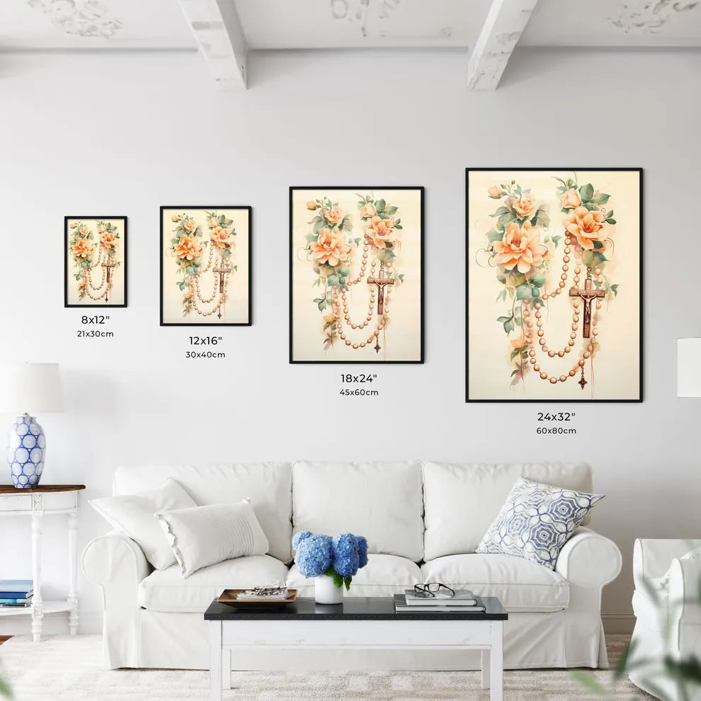 Christ - A Cross And Beads On A Wal Wall Art