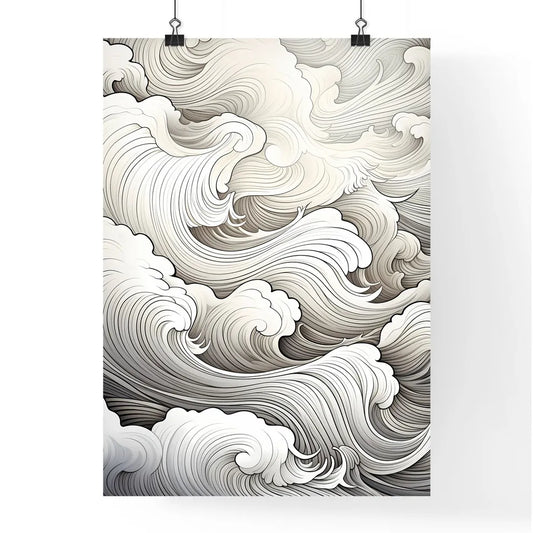 Coloring Book - A White And Gray Wave Poster