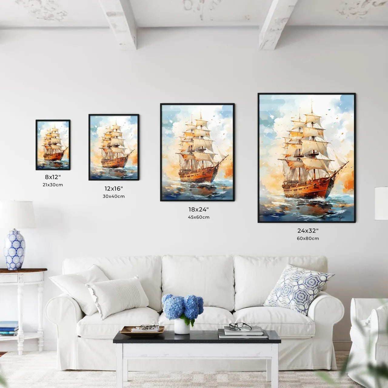 Exploration - A Painting Of A Ship With Whit Wall Art