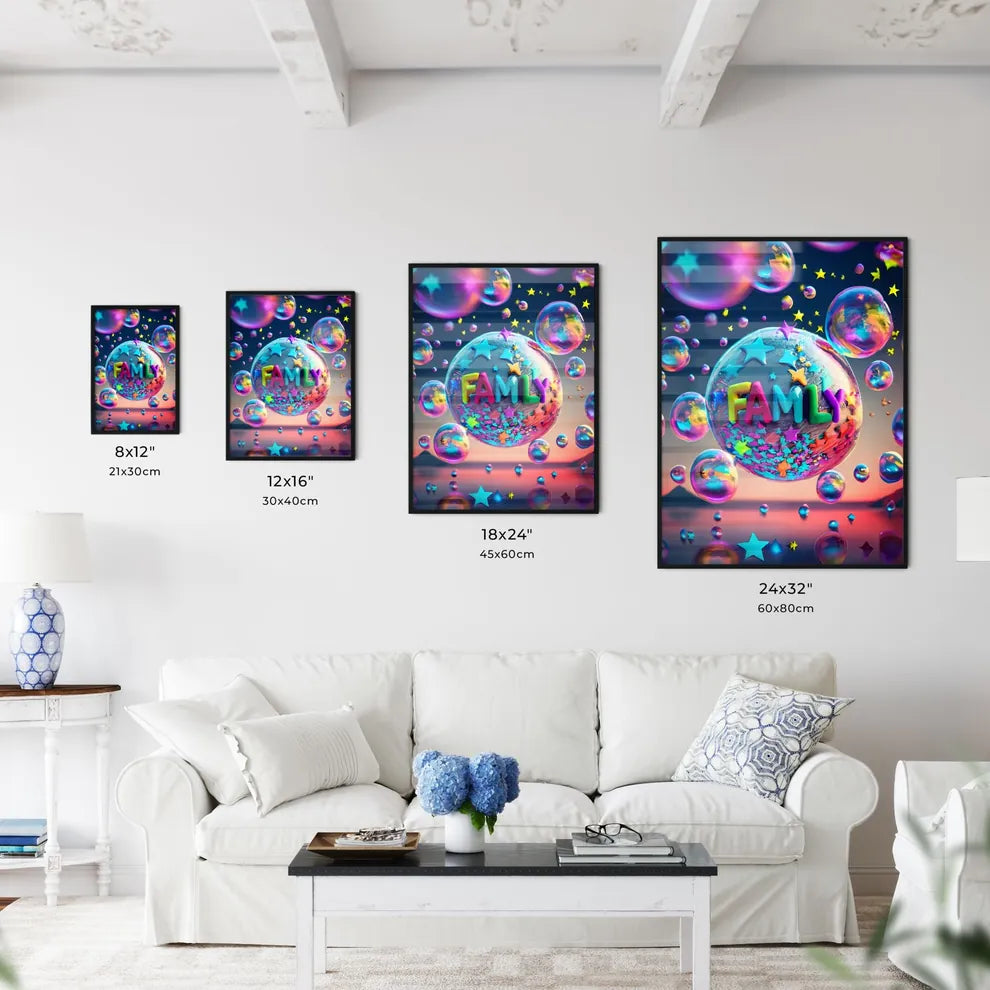 Family - A Colorful Bubble With Words And St Wall Art