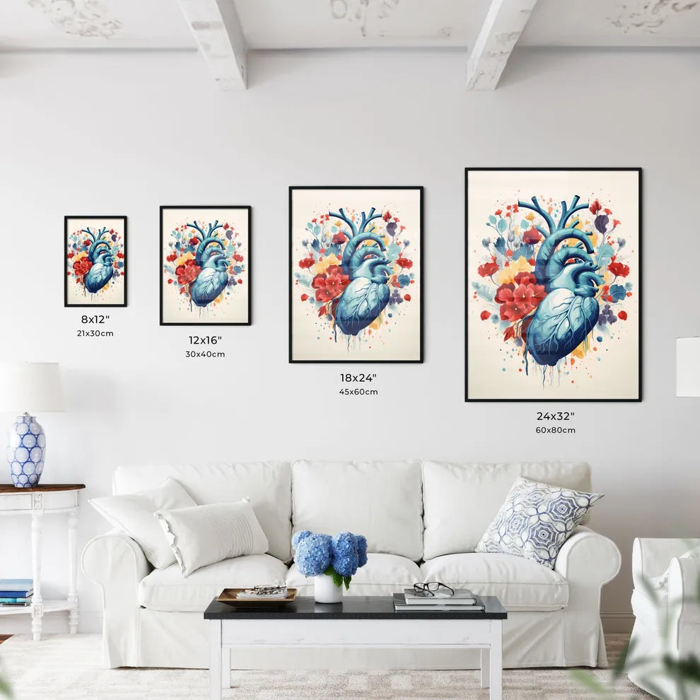 Friendship - A Blue Human Heart With Flower Wall Art