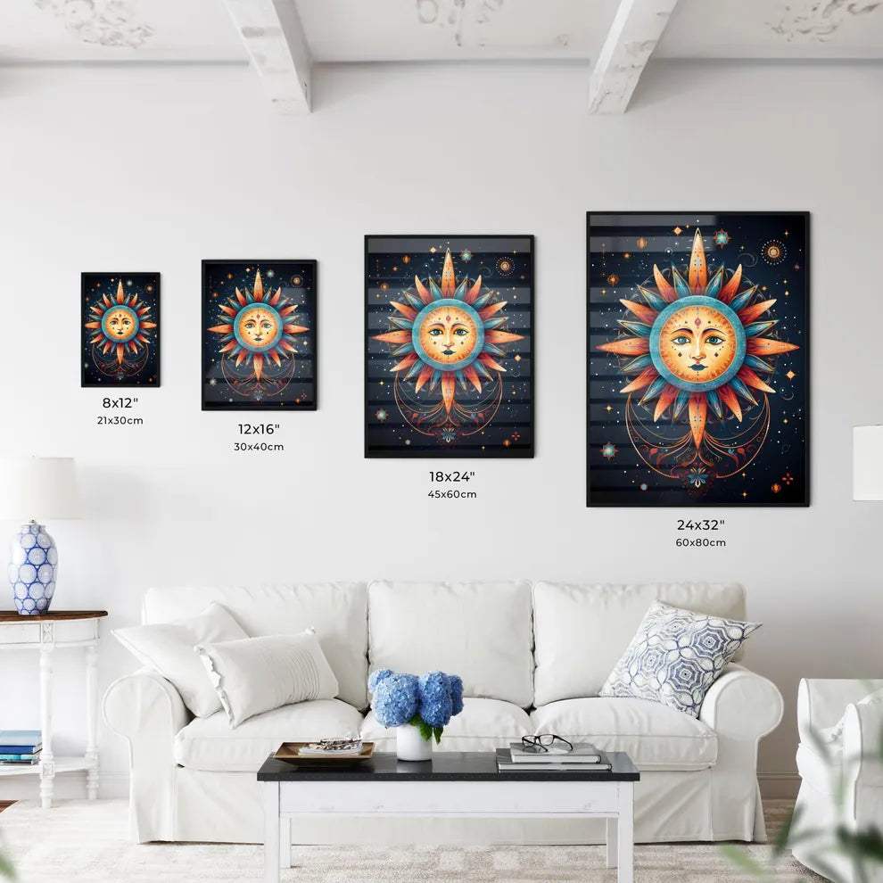 Greetings - A Colorful Sun With A Fac Wall Art