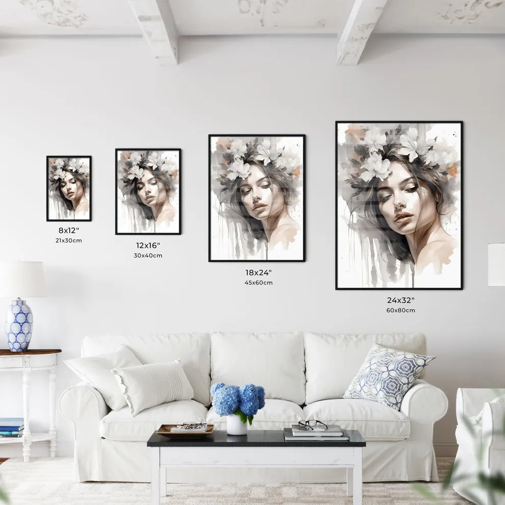 Hair Stylist - A Woman With Flowers In Her H Wall Art