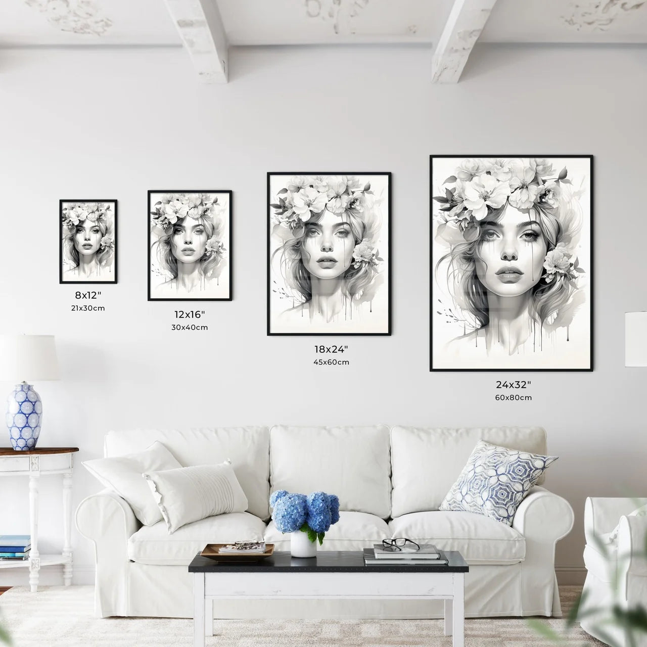 Hair Stylist - A Woman With Flowers In Her H Wall Art