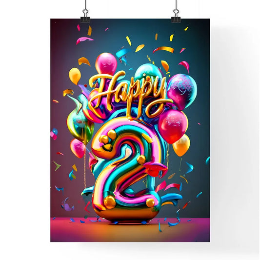 Happy 2Nd Birthday - A Colorful Balloons And Poster