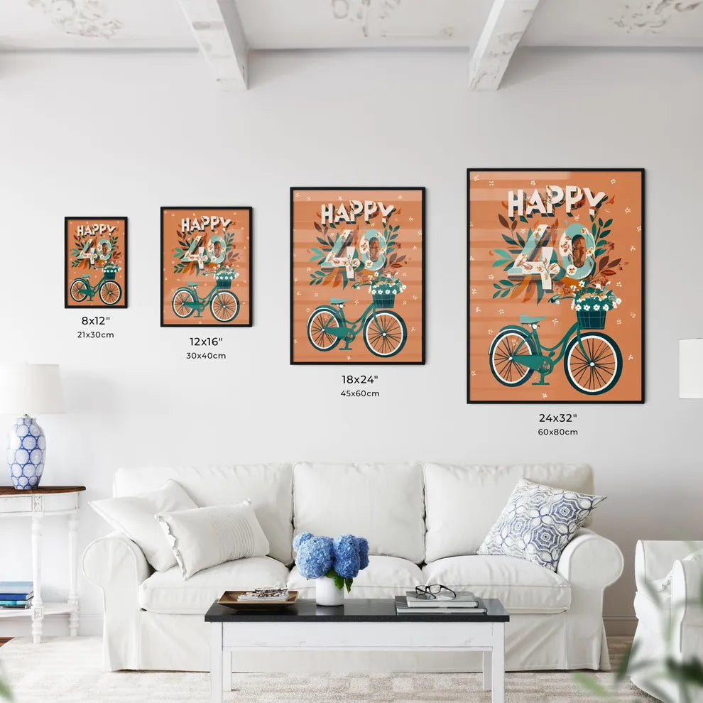 Happy 40Th - A Bicycle With Flowers On I Wall Art