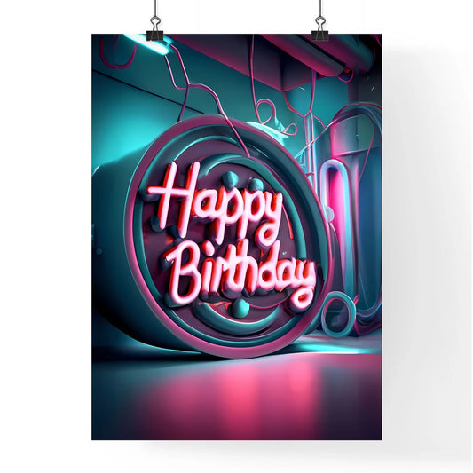 Happy Birthday - A Neon Sign With Text On I Poster