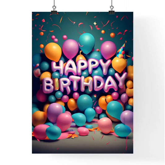 Happy Birthday - A Group Of Balloons And Con Poster