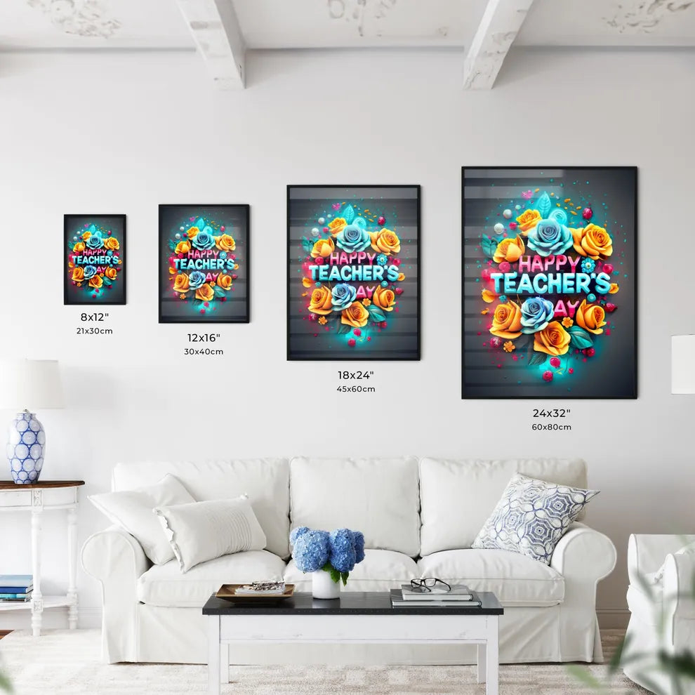 Happy Teachers - A Colorful Flowers And Tex Wall Art