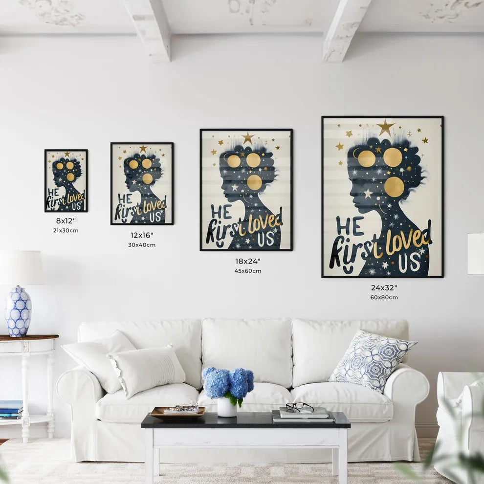 He First Loved Us - A Womans Profile With St Wall Art