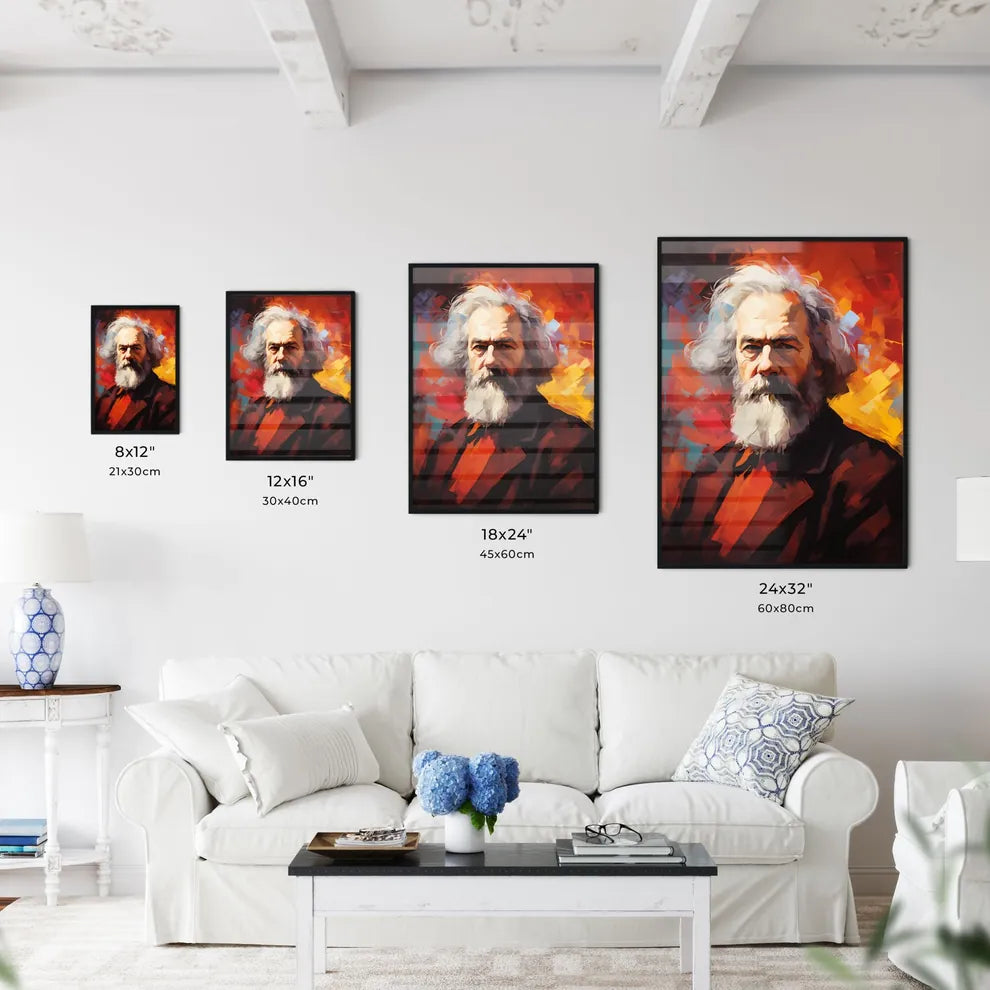Karl Marx - A Painting Of A Man With A White Wall Art