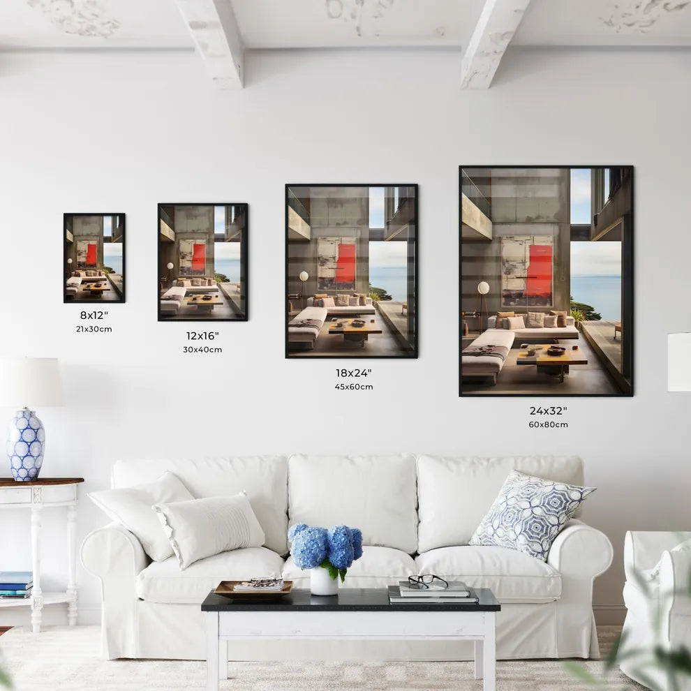 Modernism - A Living Room With A Large Paint Wall Art