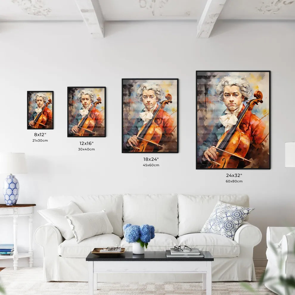 Mozart - A Man Playing A Cell Wall Art