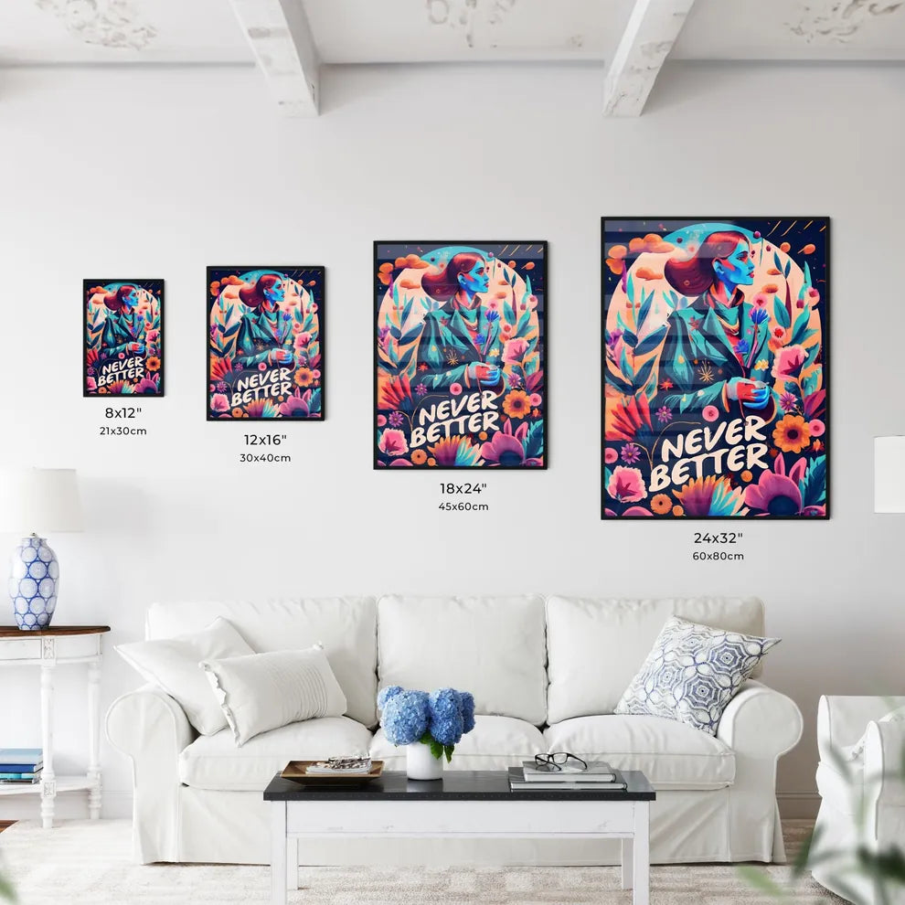 Never Better - A Woman With Flowers And Leav Wall Art