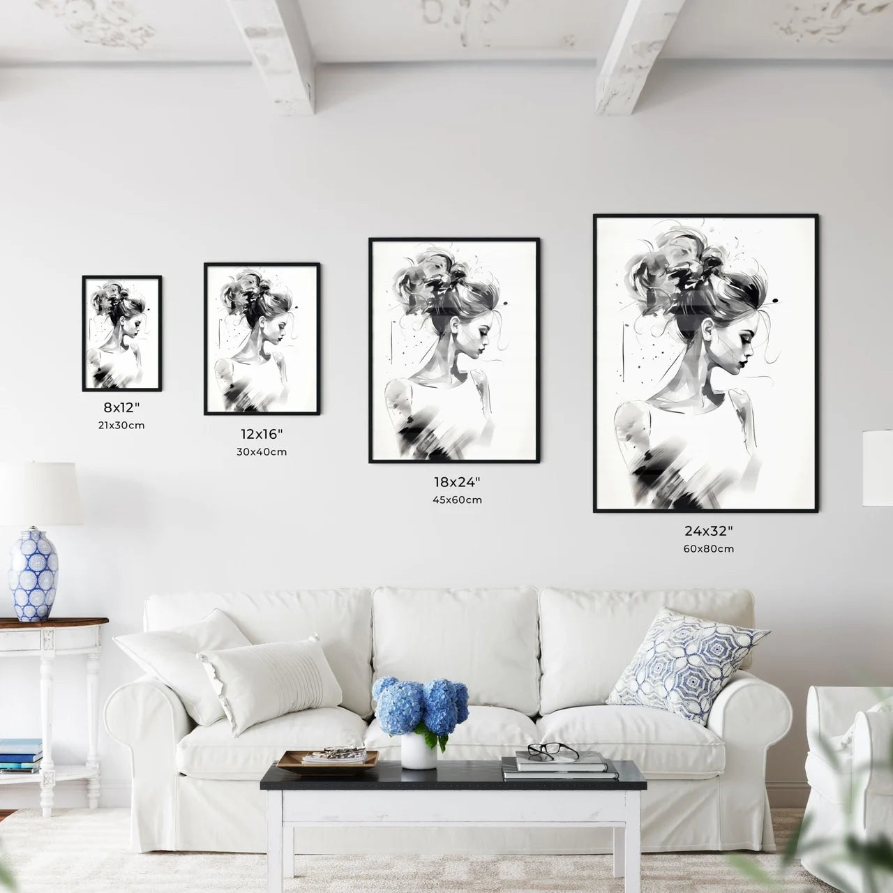 Portrait - A Woman With A Hair Upd Wall Art