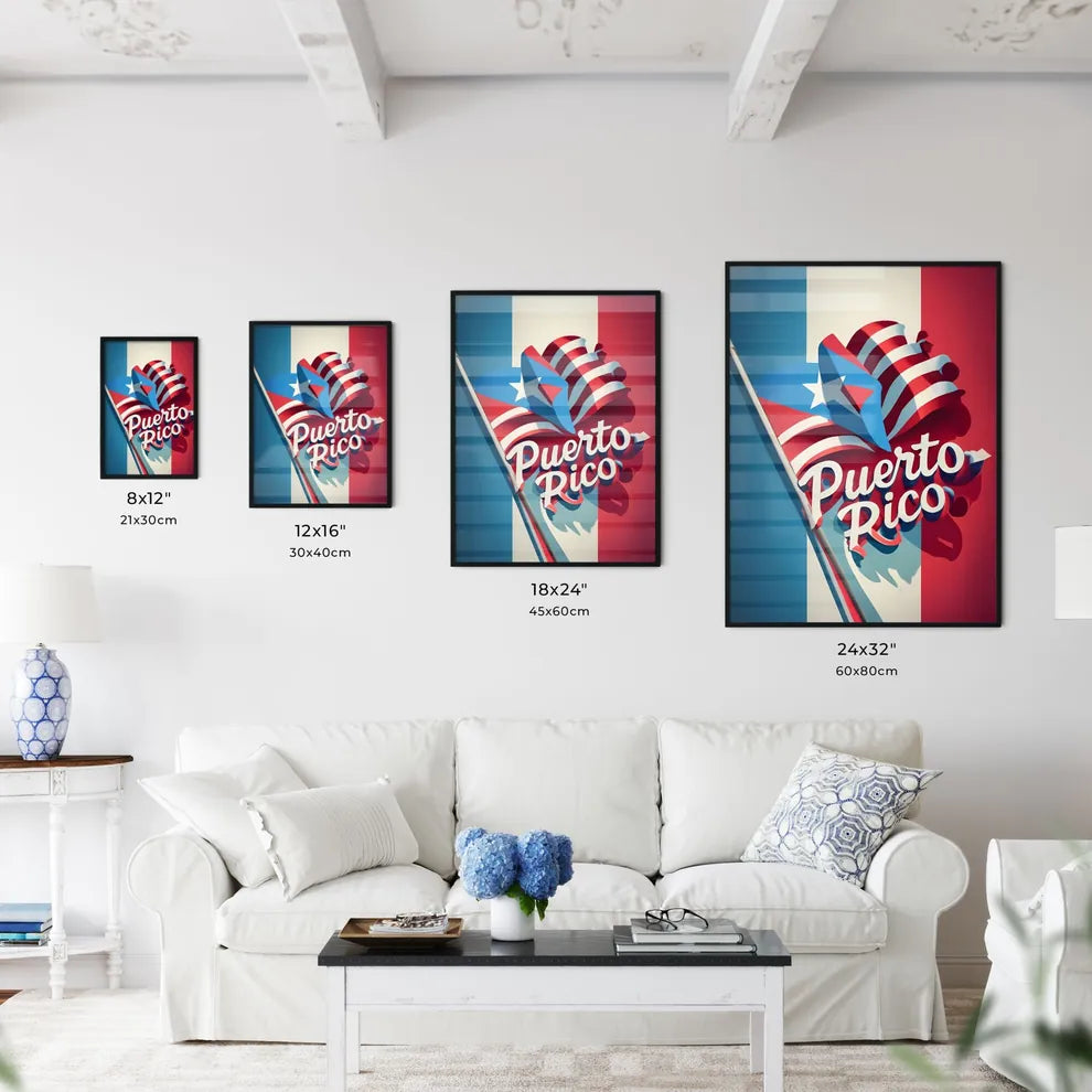 Puerto Rico - A Flag With A Flag And A Sta Wall Art