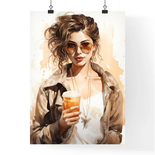 Take Away - A Woman Holding A Cup Of Coffe Poster