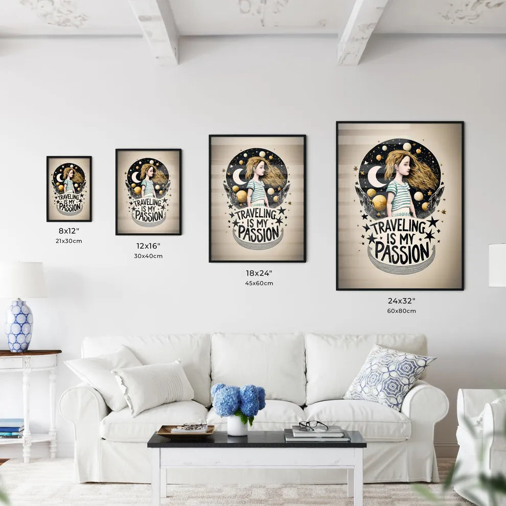 Traveling Is My Passion - A Cartoon Girl Wit Wall Art