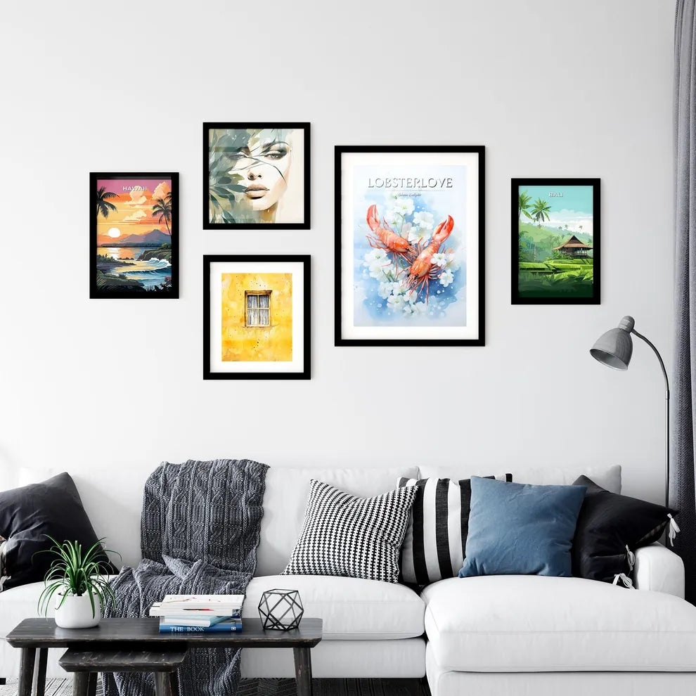 Two Lobsters On Flowers Art Print