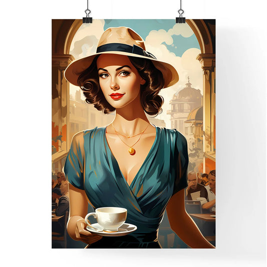 Vintage Advertising - A Woman Holding A Cup Poster
