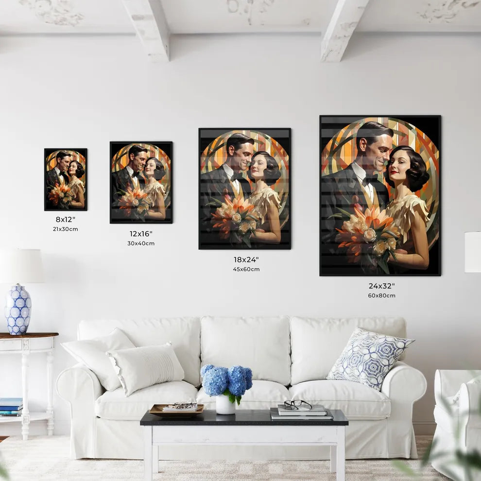 Vintage Marriage - A Man And Woman Holding F Wall Art
