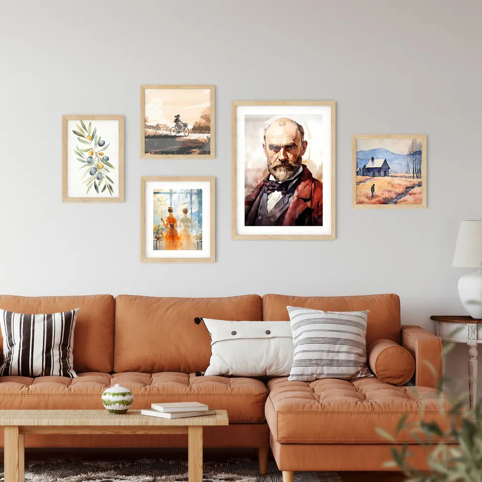 Alfred Nobel Watercolour Sketch Portrait Wall Art