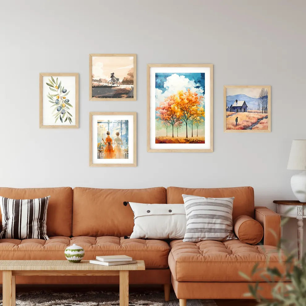 Background Of 5 Trees And Blue Sky - A Group Wall Art